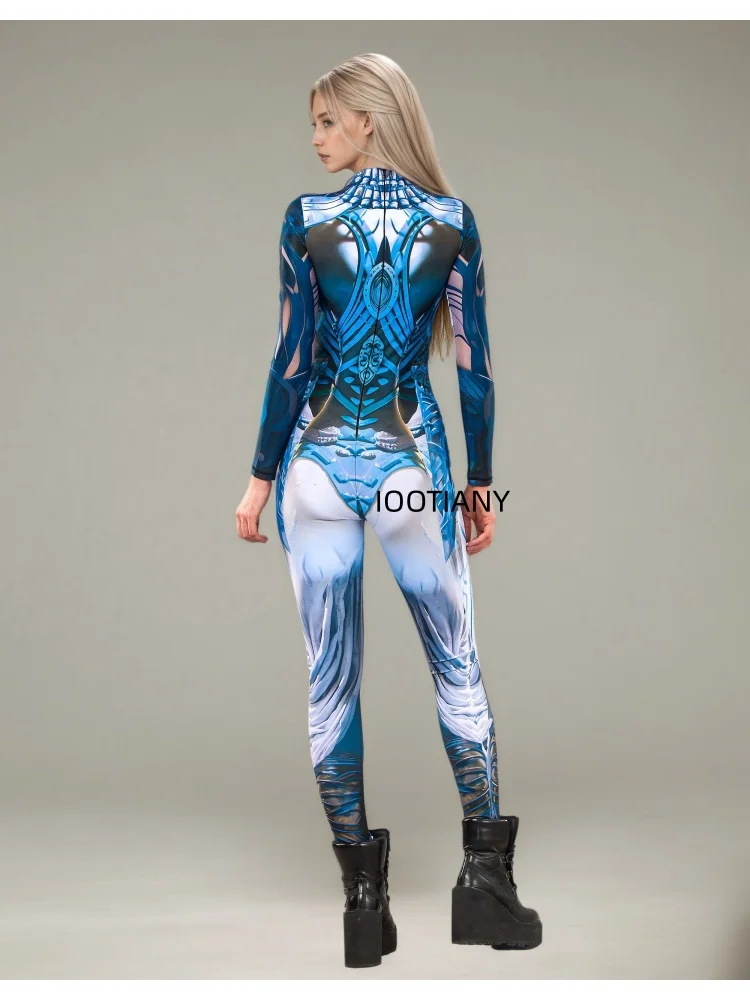 Futuristischer mechanischer Rüstungsanzug für Frauen, Graffiti-Schädel-Skelett, altägyptische Rüstung, Jumpsuit, Rave-Festival-Cosplay-Kostüm – Detail 24