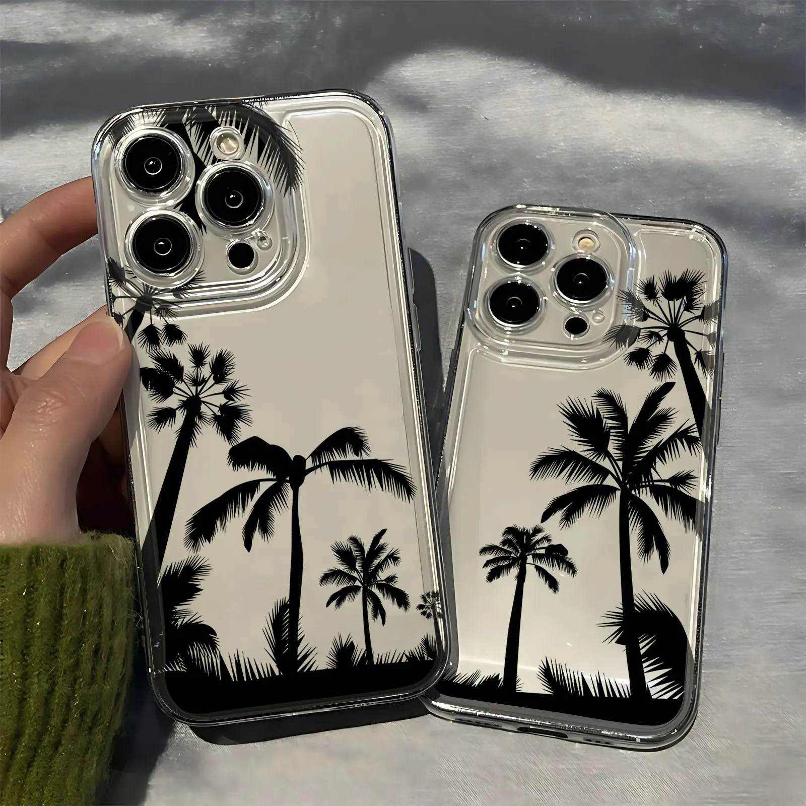 Casing ponsel pohon kelapa untuk Samsung S24 S23 S22 S21 S20 S10 FE Note20 Note10 Plus Ultra Lite 5G penutup TPU lunak bening