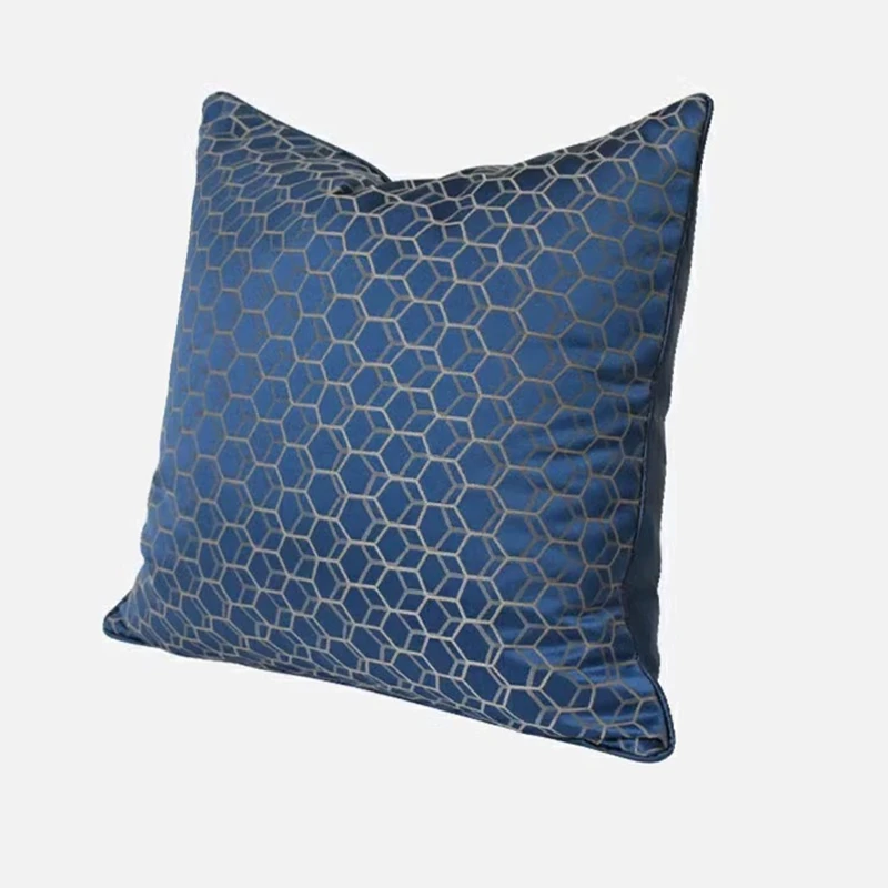 Modern Dark Blue Geometric Small Checks Woven Pillow Covers Home Decorative Bedding Gifts 45x45cm Chair Lumbar Support 30x50cm
