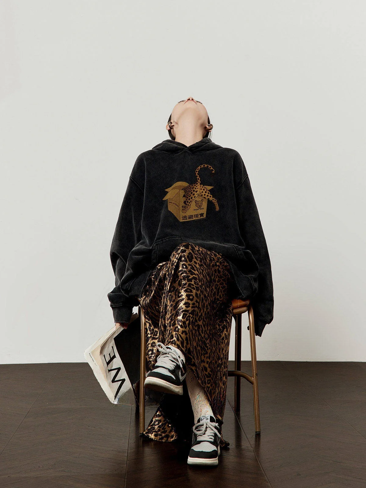 

Женская толстовка Bla Fce с подкладкой, весенняя новинка, с принтом Baoyu Box, леопардовым узором, застежкой-молнией, длинными рукавами, повседневная, комфортная посадка