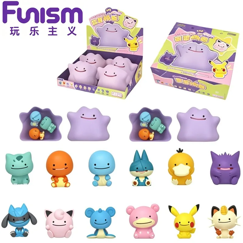 FUNISM Pokémon Little Adventure Series Ditto Happy Blind Box, Ditto imitiert andere Pokémon niedliche Formen, zufällige 3-teilige Minifigur Spielzeug