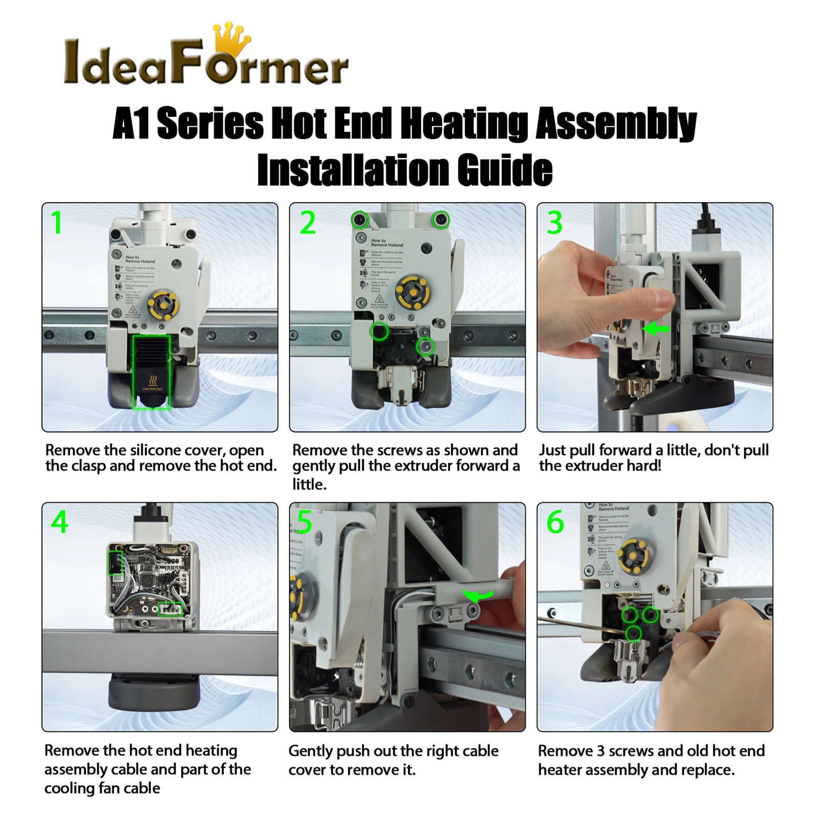 For Bambu Lab A1 / A1 Mini 3D printer Hotend Heating Component Hoted Heating Assembly Kit Hot end 3D Printer Accessories