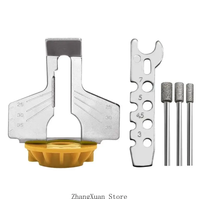 Tooth Sharpening Guide Accessory Set with Metal Guide Parts, Size Reference Plate, and Routine Upkeep Support Use 3XUF