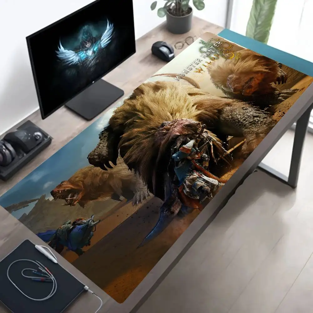 Game Monster Hunter Wilds Mouse Pad Large Gaming Keyboard Mat LockEdge Rubber Computer Office Accessories
