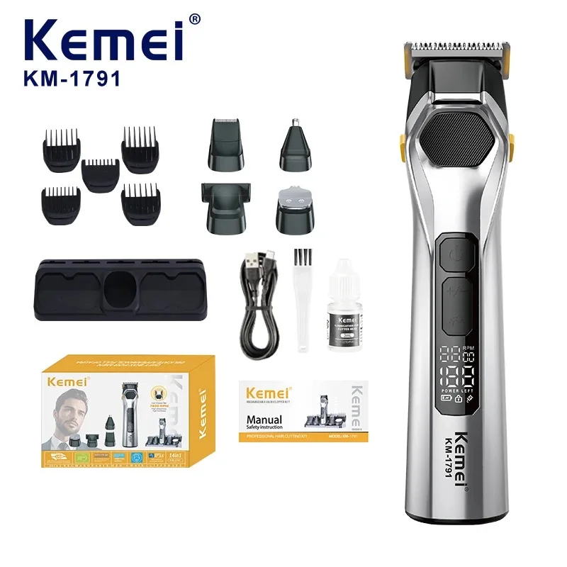 

Kemei 5 in 1 Grooming Kit Men Beard Hair Trimmer and Nose Ear Trimmer Professional Hair Clipper Cordless Razor Electric Shaver