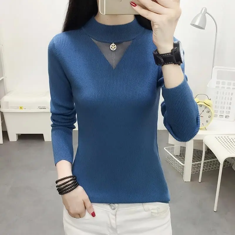 Simplicity Basic Off Shoulder Elegant Pullovers Autumn Winter Long Sleeve Slim Harajuku Sweaters Casual Fashion Women Clothing