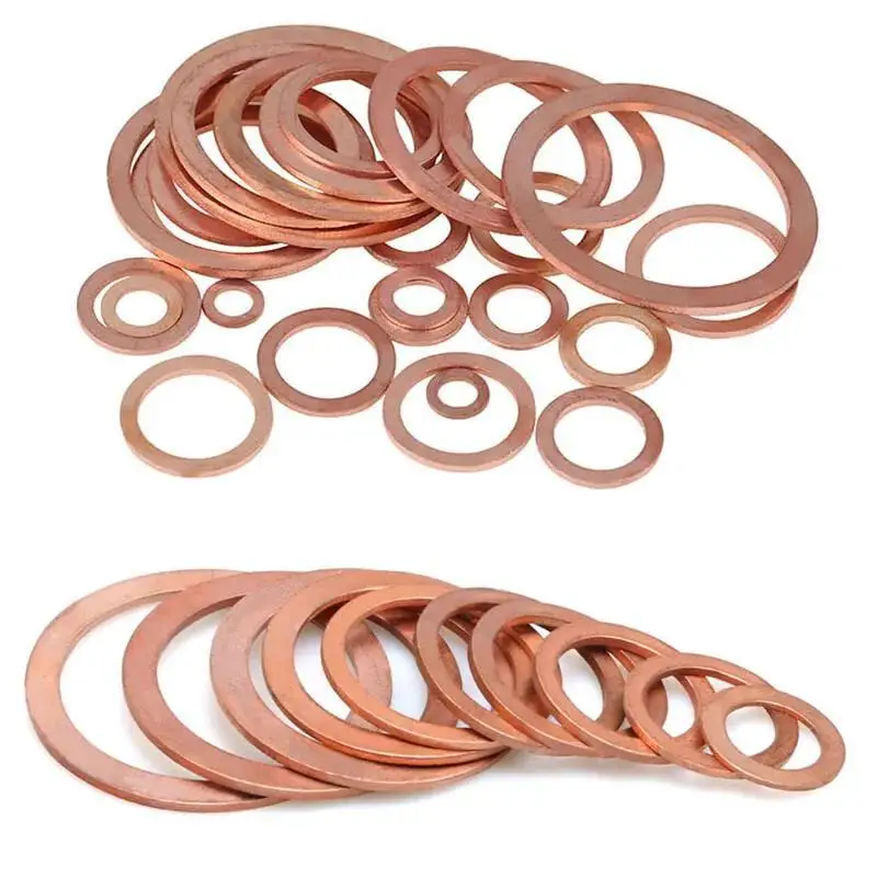 5-50PCS Copper Washer Gasket Nut Bolt Set Flat Rings Seal Assortment Kit For Sump Plugs M5 M6 M7 M8 M10 M12 M13 M14-M32