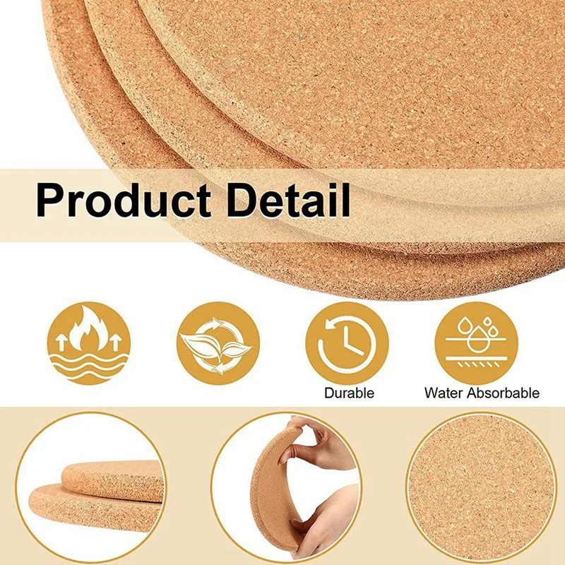 16 Pack Cork Coaster Thick Cork Trivets For Hot Dishes And Hot Pots Heat Resistant Multifunctional Cork Board Hot Pads