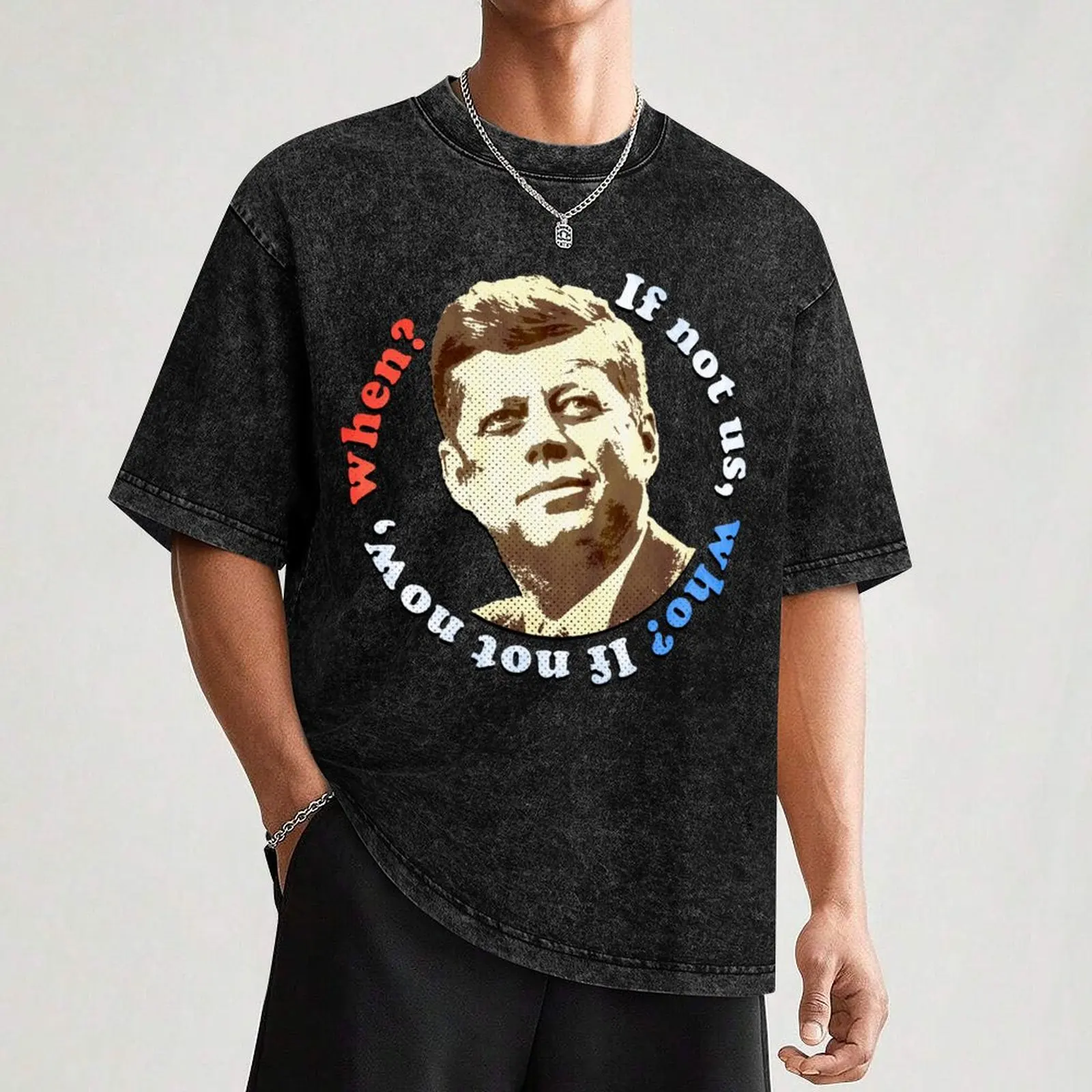 JFK جون إف كينيدي تي شيرت رجل الملابس الفاخرة رجل تي شيرت كبير الحجم مخصص قميص رجالي جرافيك تي شيرت الهيب هوب