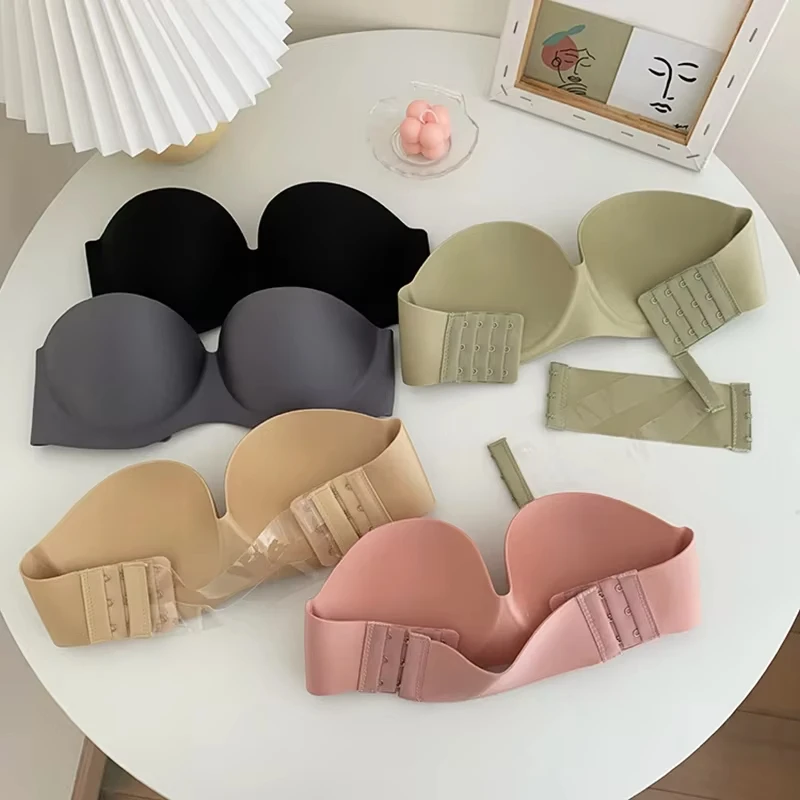 2025 Front Closure Sexy Push Up Bra Women Invisible Bras Underwear Lingerie For Female Brassiere Strapless Seamless Bralette