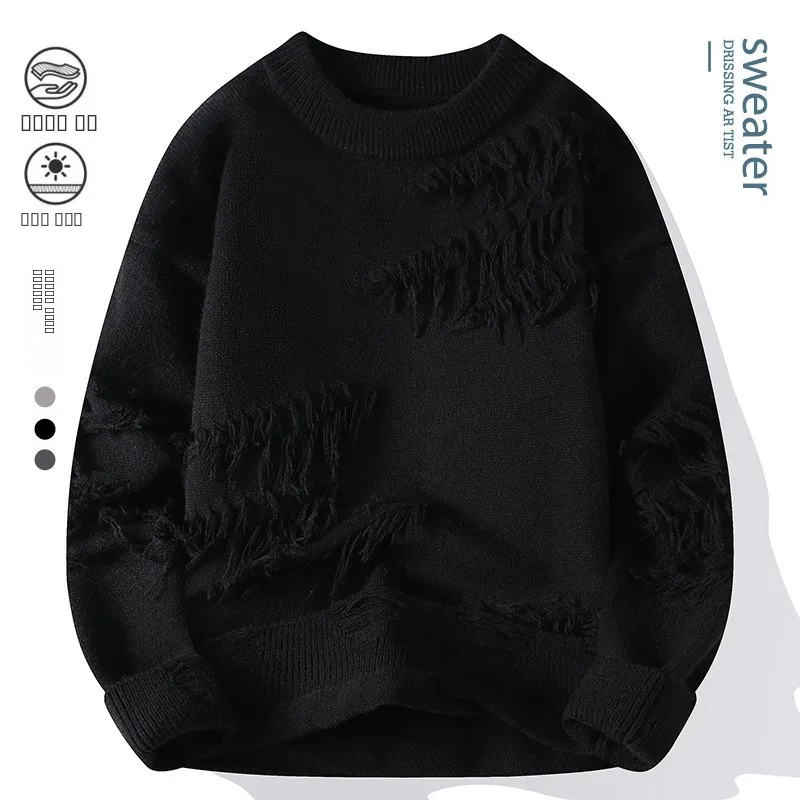 سترة محبوكة عصرية للأولاد المراهقين شخصية فروي Sle Spor فضفاضة تناسب طويلة Sve hine ملابس شتوية قابلة للغسل