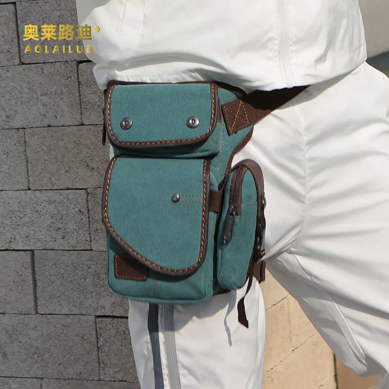

Men's leg bag riding mountaineering retro vertical square zipper wear-resistant canvas multifunctional chest bag