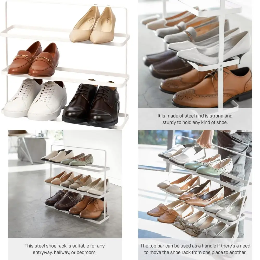 

Compact Modern Metal Shoe Storage Rack Holds 6-9 Pairs, Space-Saving Design for Home Use