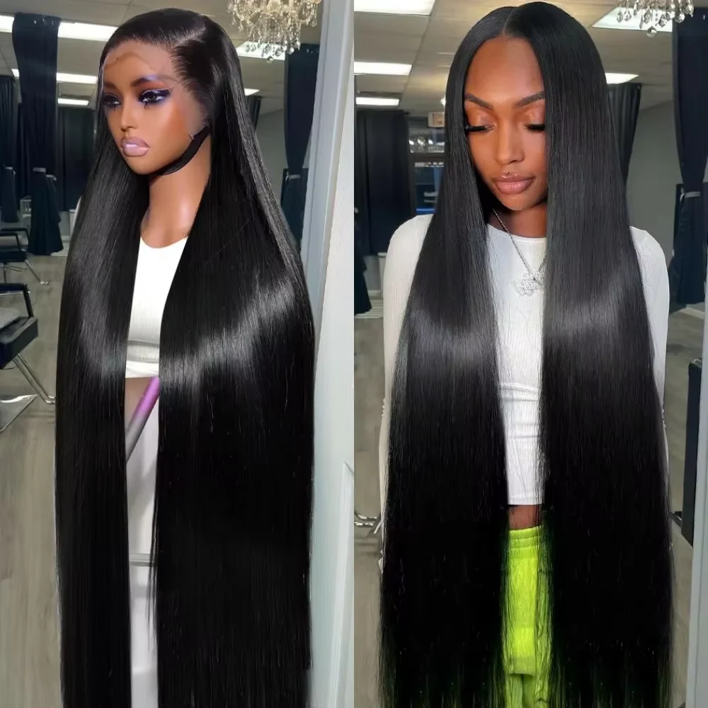 320Density 40 Inch 13x6 Straight Lace Frontat Wigs 360 Front Human Hair 13x5 Bone Straight Lace Wigs  Pre Plucked For Women