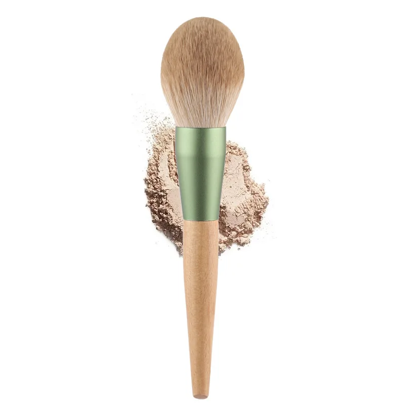 

Single Powder Brush Makeup Setting and Contouring Brush One-piece Natural Wood Handle Ultra-Soft Bristle Fluffy Large Makeup Bru