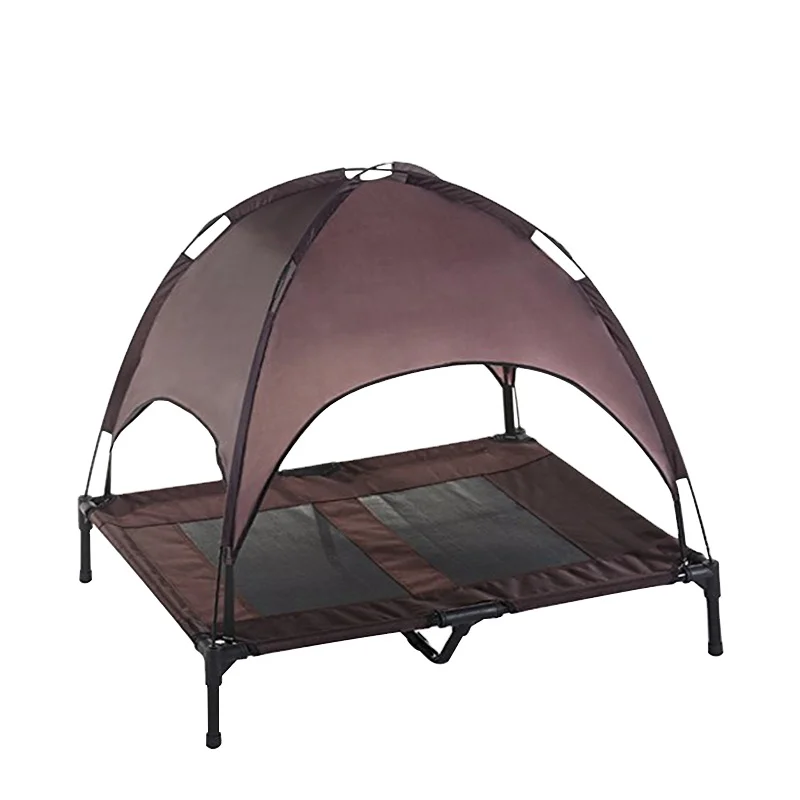 Canopy Equipped Elevated Dog Cot Bed For Outdoor Indoor Pet Use