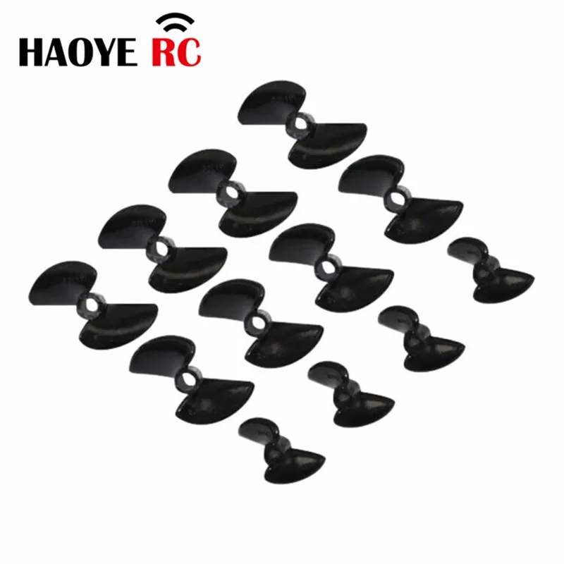 Haoye 5 Pcs DIY RC Boat Paddle Models 2 Blades Boat Propellers (Glossy Black) CW CCW For RC Boat Accessories