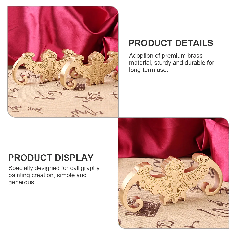 

Brass Chinese Calligraphy Brush Pen Holder Bat Shaped Desktop Decoration Paperweight Pen Stand for Painting Calligraphy