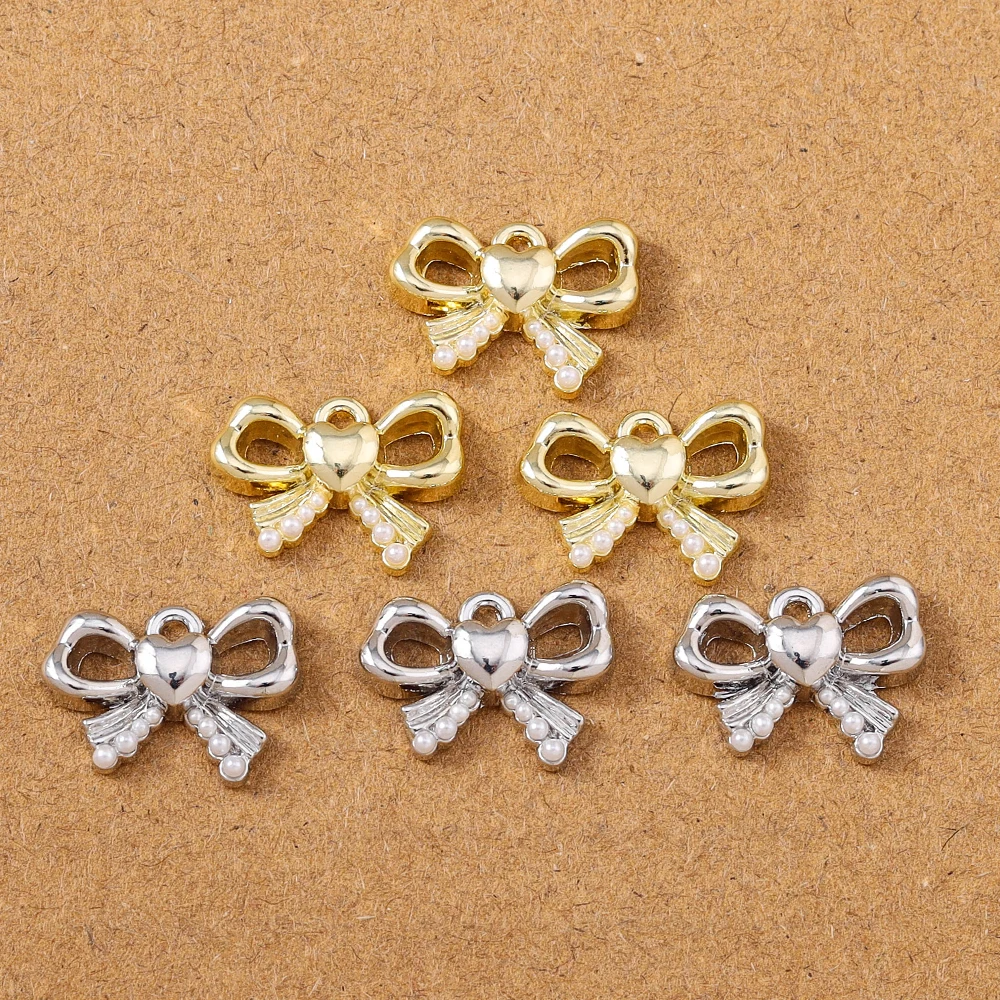 5 قطع جميلة سبائك اللؤلؤ Bowknot سحر المعلقات لصنع المجوهرات الأقراط قلادة سوار ذاتي الصنع اكسسوارات الإمدادات #5