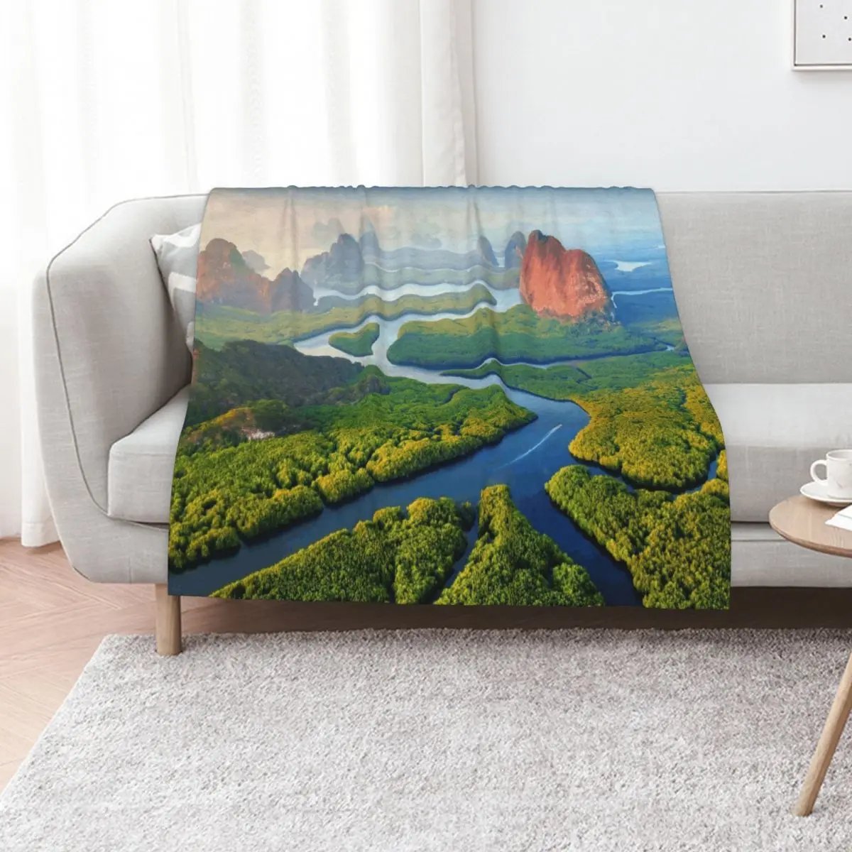 Aerial view of Phang-Nga-bay in Thailand - drone Throw Blanket All Season Lightweight Soft Blanket for Bed