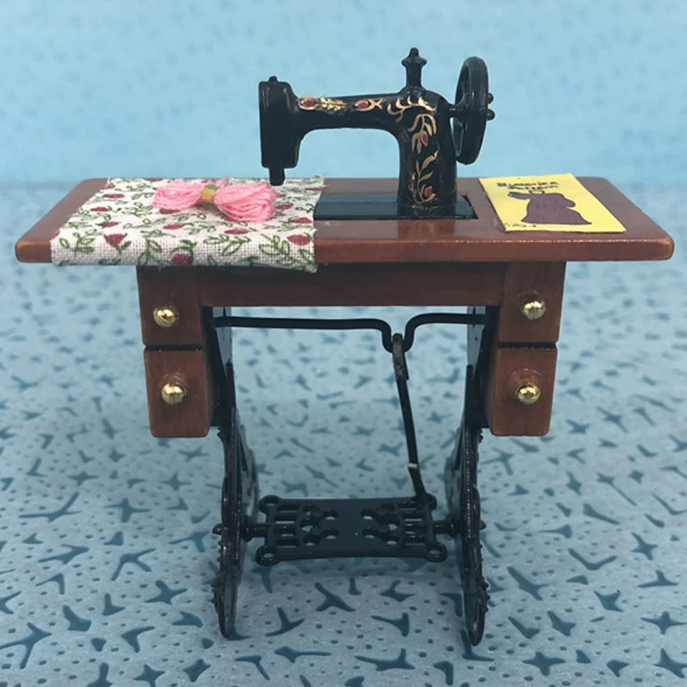 Doll House Furniture Doll House Furniture  Vintage Miniature Sewing Machine Accessory Room 1:12 Furniture Doll House