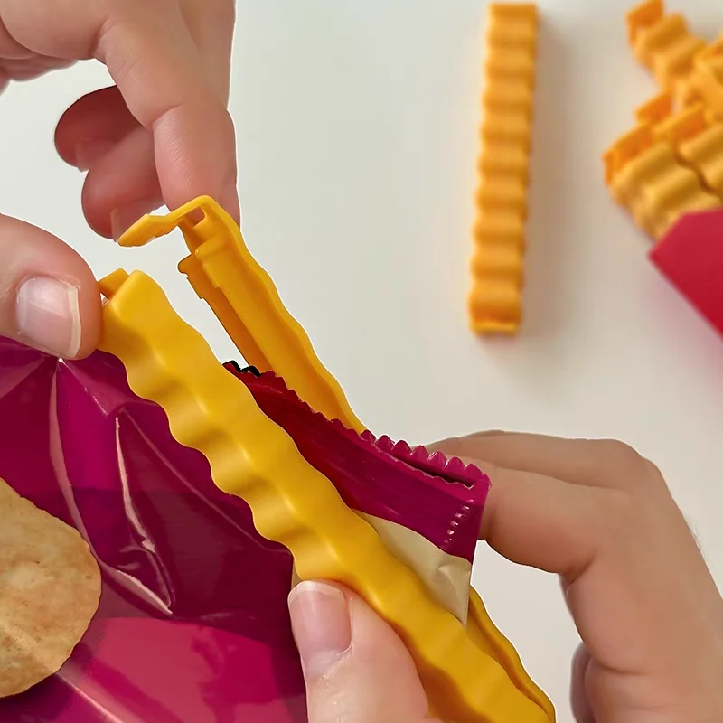 12PCS Simulated French Fry Sealing Clips, Refrigerator Adhesive Magnetic Sealing Clip For Plastic Bag Snack Sealing, Food Clips
