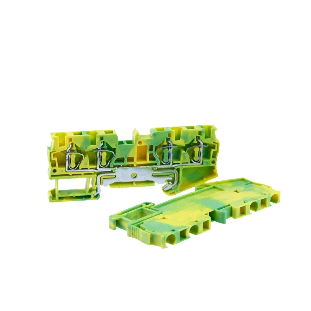 PE Din Rail Terminal Blocks ST-4-QUATTRO PE Connectors Return Pull Type Four Conductor Spring Ground Wire Conductor 10PCS