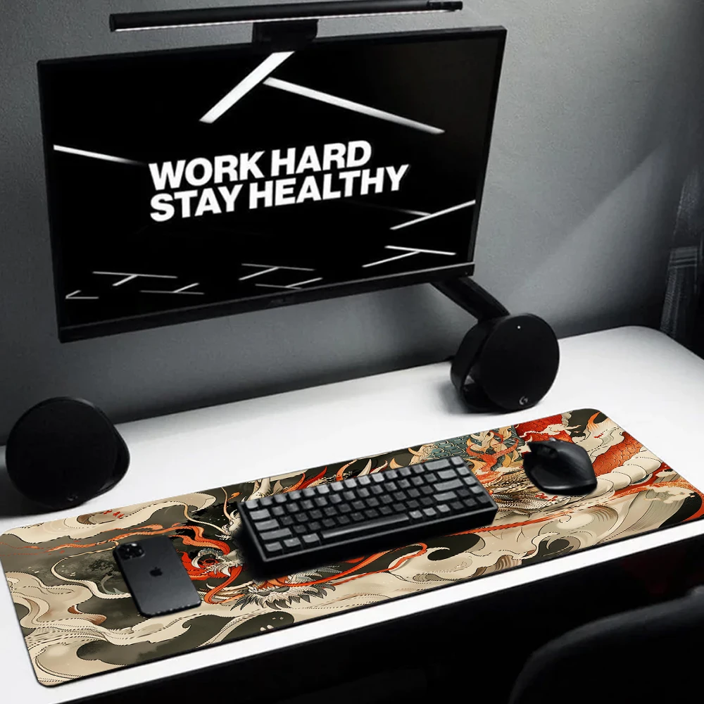 Chinese Dragon Mouse Pad Gamer Large Mausepad Speed 70x35cm 1000x500mm Mousepads Gaming Mat Pc Accessories Anime Japan Deskpad