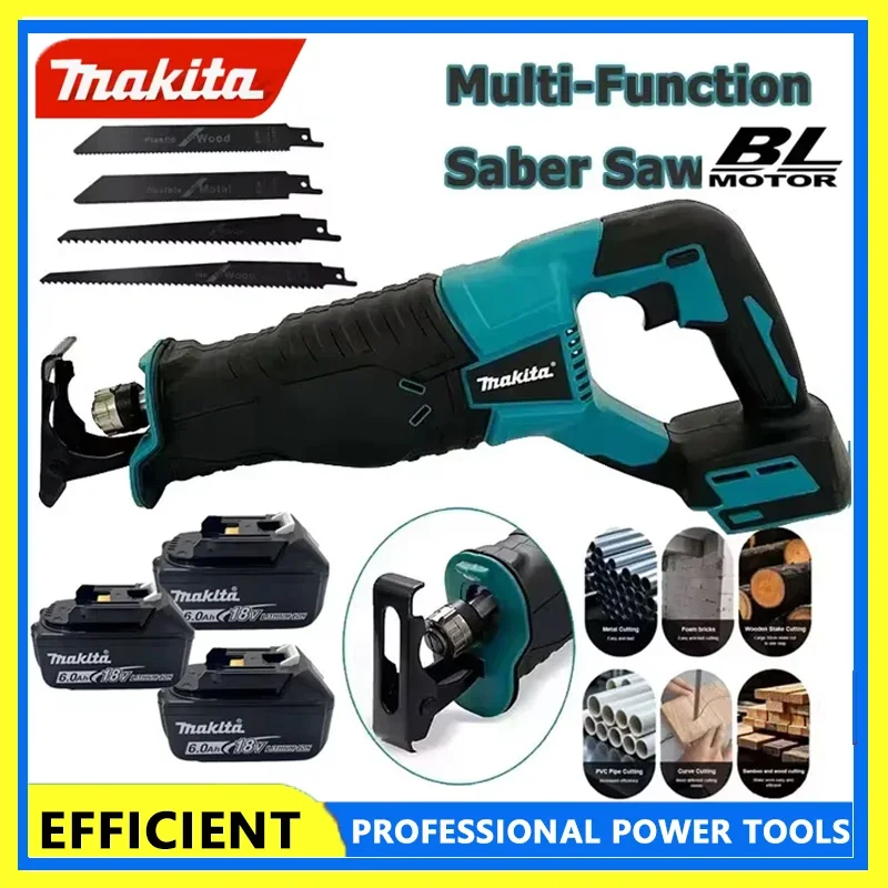 

Makita Brushless Reciprocating Saw Reciprocating Saw Portable Cordless Power Tools With 4pcs Saw Blades For 20V 18V Battery