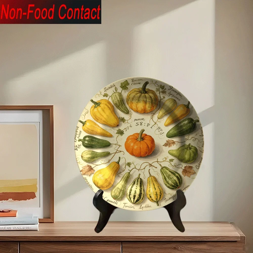 1pc Hand-Painted Ceramic Decorative Plate - Non-Food Contact, Classic Style, Round Shape, Perfect for Home & Office Decor,