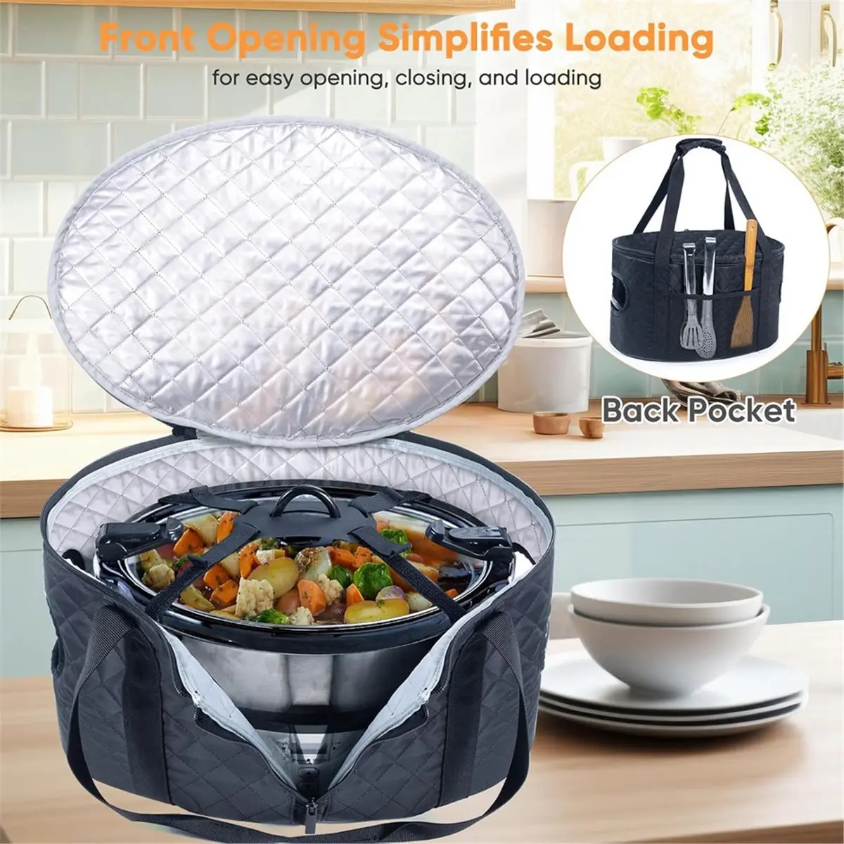 A78I Slow Cooker Carrying Case for 6-8 Quart Carrier for Hot Food and Hamlton Beach Slow Cooker Tote