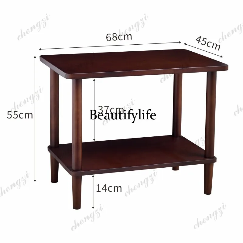 Solid wood bedroom bedside table, simple and modern shelves, sofa side table, small square table - view 6
