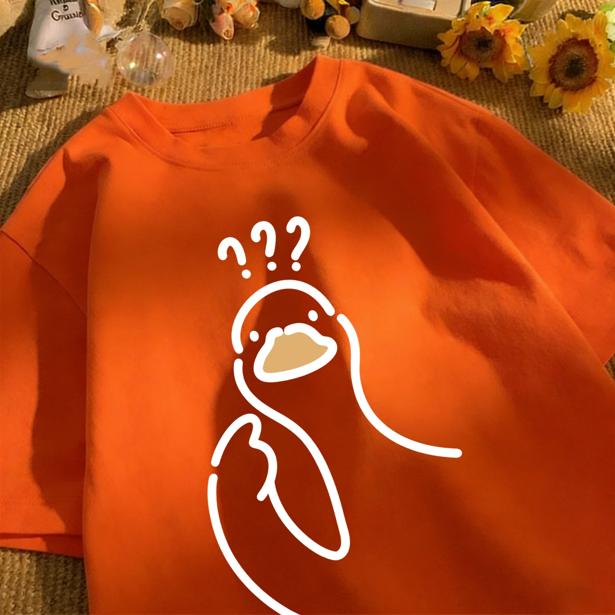 A Goose Full Of Doubts Men T-Shirt Summer Casual Short Sleeve All-Match O-Neck Clothing Loose Fashion Unisex Retro Streetwear