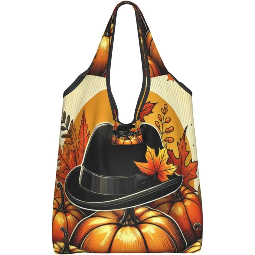 

Складная многоразовая сумка для покупок с осенне-гарбузом, водонепроницаемая сумка для покупок