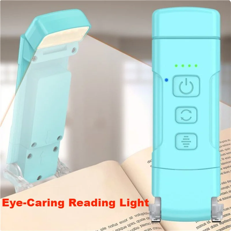 

RALCA-2X Book Light With Timer USB Rechargeable Reading Light Clip-On Read Lamp Bookmark Night Light 5 Brightness-Blue