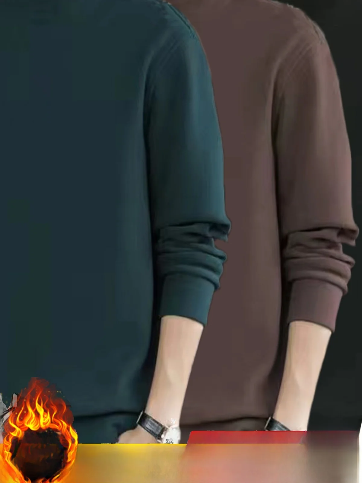 

Thiened Camere Men's Long Sve T-irt f High Collar mid Collar Base irt Underwear Warm Sweatirt Trendy Top