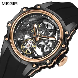 MEGIR Fashion Men's Full Automatic Watches Hollow Out Luminous Sports Mechanical Watch Waterproof Wristwatches Reloj Hombre 2243
