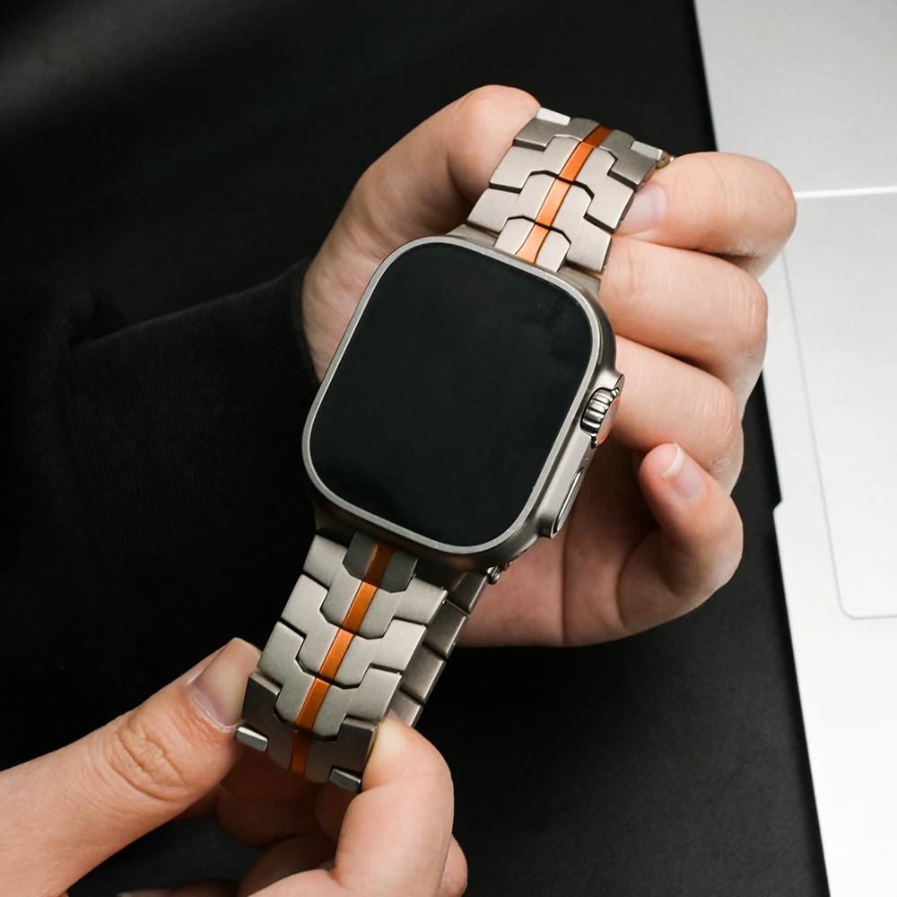 Titanium Strap for Apple Watch Series 11 10 46mm Ultra3/2/1 49mm Titanium Orange Band for IWatch 9 8 7 6 5 4 45mm SE 3 2 44mm image 3