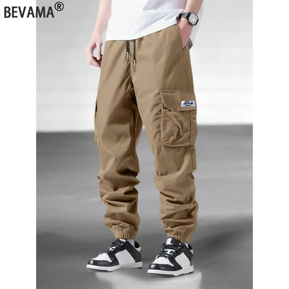 

Весенне-осенние мужские брюки-карго с несколькими карманами, брюки для бега и пешего туризма, спортивные повседневные брюки на шнурке, мужская уличная одежда