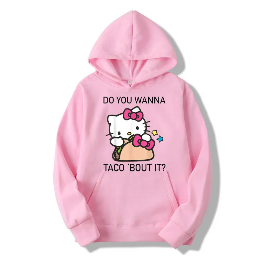 Hello Kitty "Taco 'Bout It" Unisex Hoodie Cartoon Mode Paar Oversized Sweatshirt Tops Lente Herfst Pullover