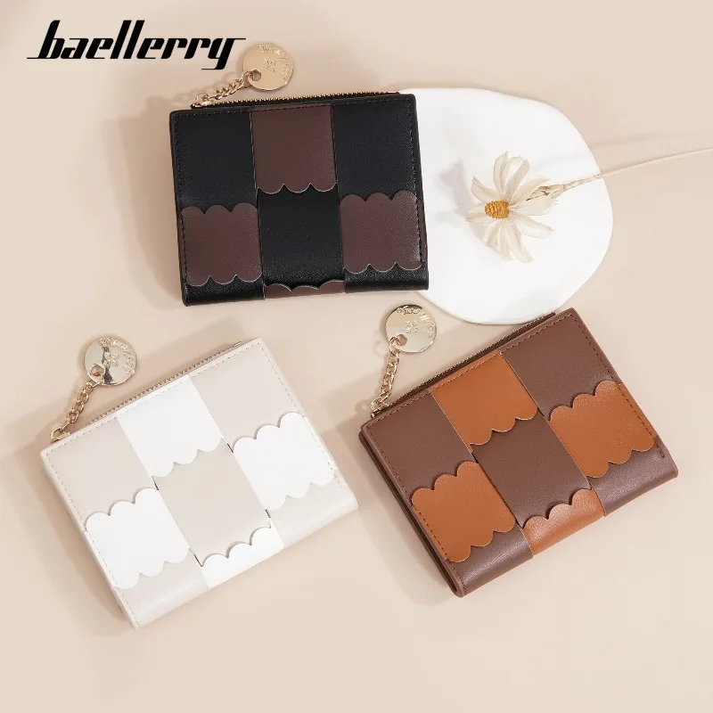 Baellerry Women's Short Wallet Color Block Mini Coin Purse with Snap Closure Patchwork Cute Female Chic Allets Gifts for Girls