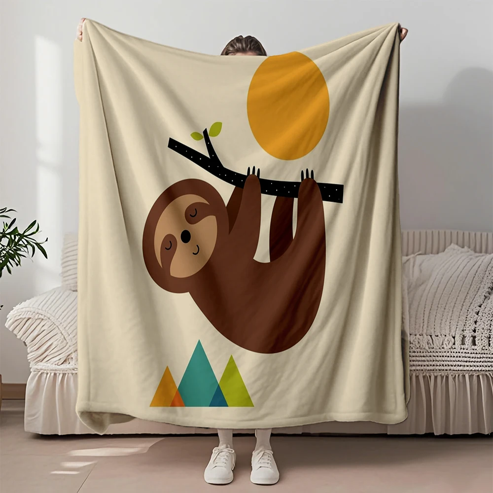 

Year-round Use Flannel Bed Blanket Keep Calm And Live Coastal Pattern Luxury Throw Double-sided Throw Fade-resistant Breathable