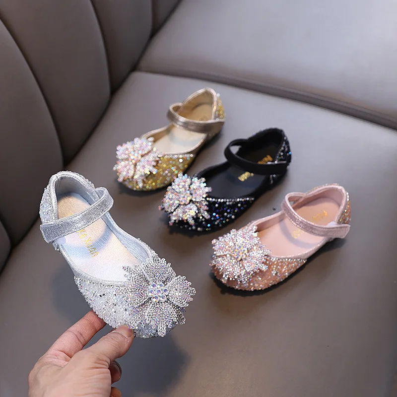 

New 2025 Girls Ballet Causal Shoes Spring Autumn Shallow Children's Leather Shoes Performance Fashion Kids Princess Flat Shoes