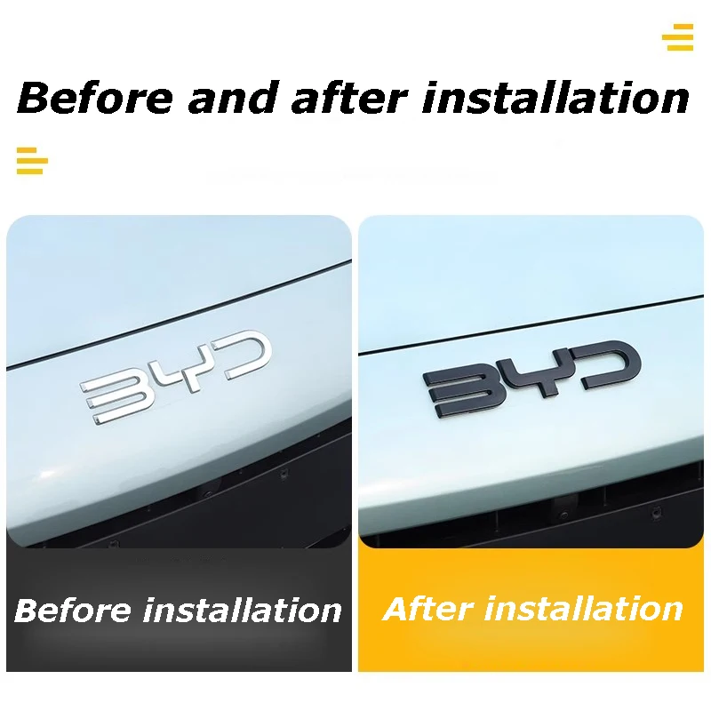 For BYD SEAl EV ATTO 4 2022 2023 2024 Accessories Car Front Bumper Emblem Badge Decal Black Carbon Logo Refit Sticker
