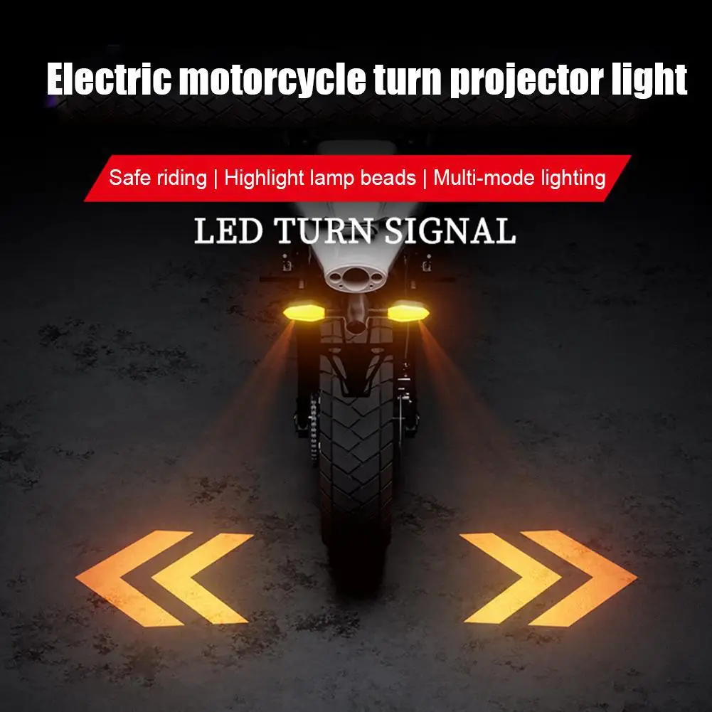 1Pair Motorcycle LED Turn Signals  Flowing Dynamic Blinkers High Brightness Waterproof Projection Turn Light for Motorbike