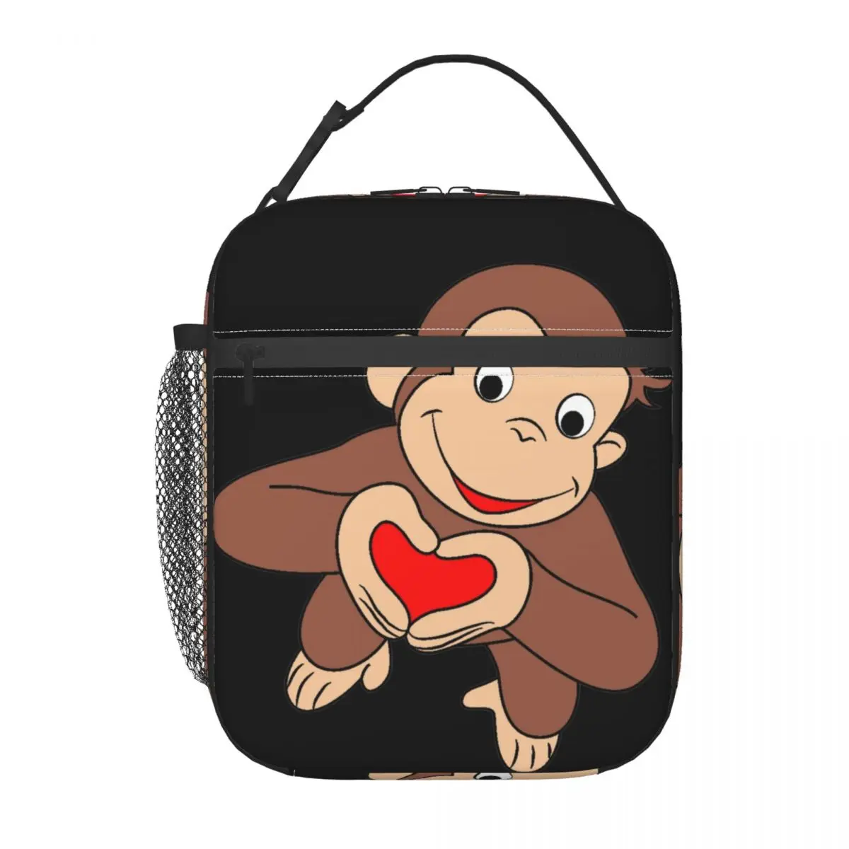 Curious George Is All Heart Insulated Lunch Bag Women Resuable Monkey TV Series Thermal Cooler Bento Box Beach Camping Travel