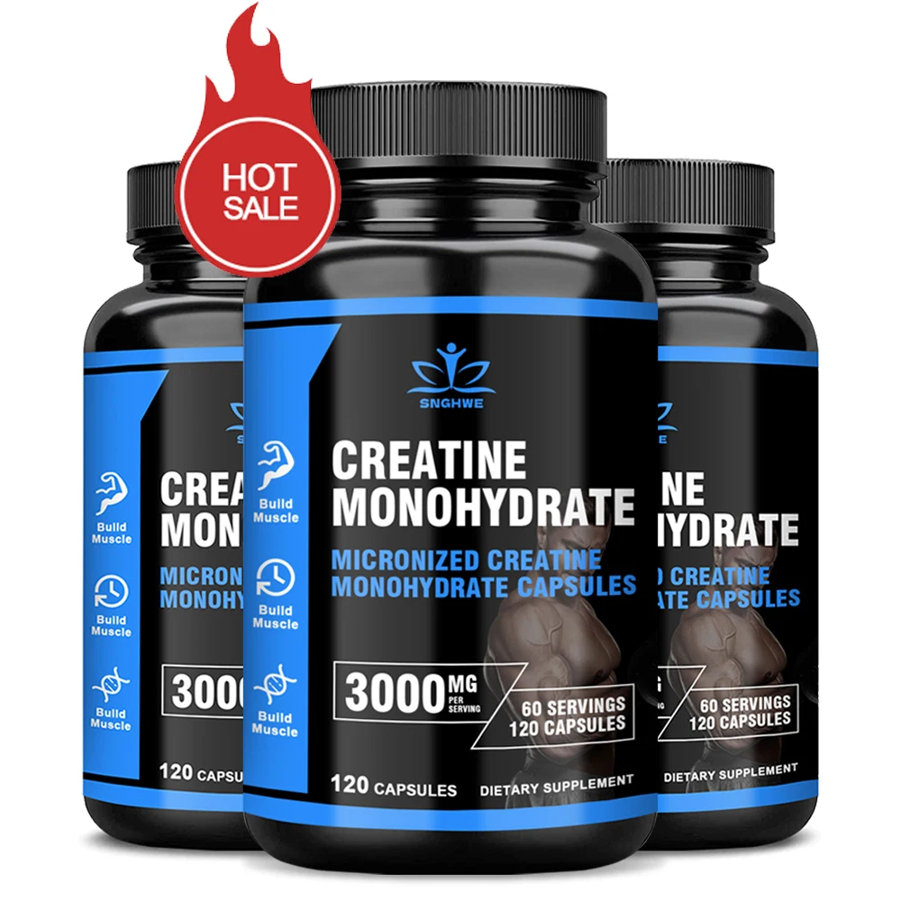 Monohidrato de creatina SNGHWE - 3000 mg - Soporte de recuperación muscular, energía, cognición, masculina y femenina - Cápsulas de creatina HCI