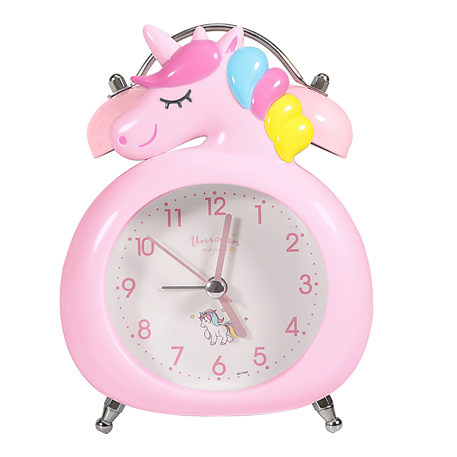 Cute Unicorn Kids Alarm Clock Double Bell Clock with Backlight Desk Clock Wake Up Girls Bedroom Decoration Christmas Kid Gifts