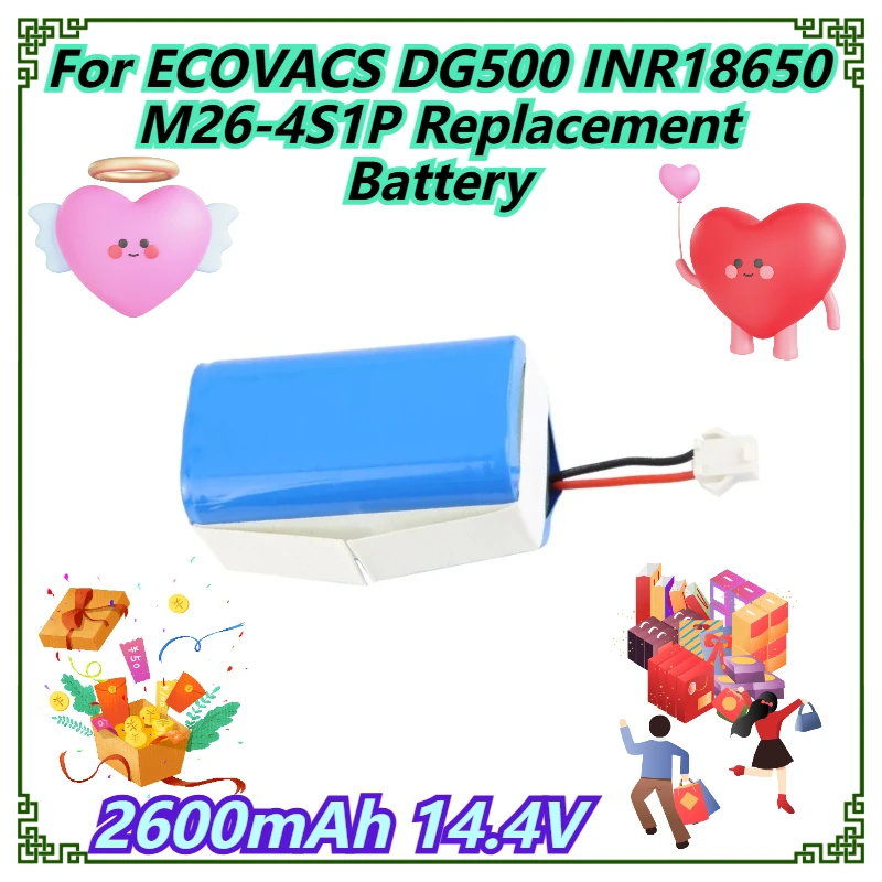 

2600mAh 14.4V For ECOVACS DG500 INR18650 M26-4S1P Replacement Battery