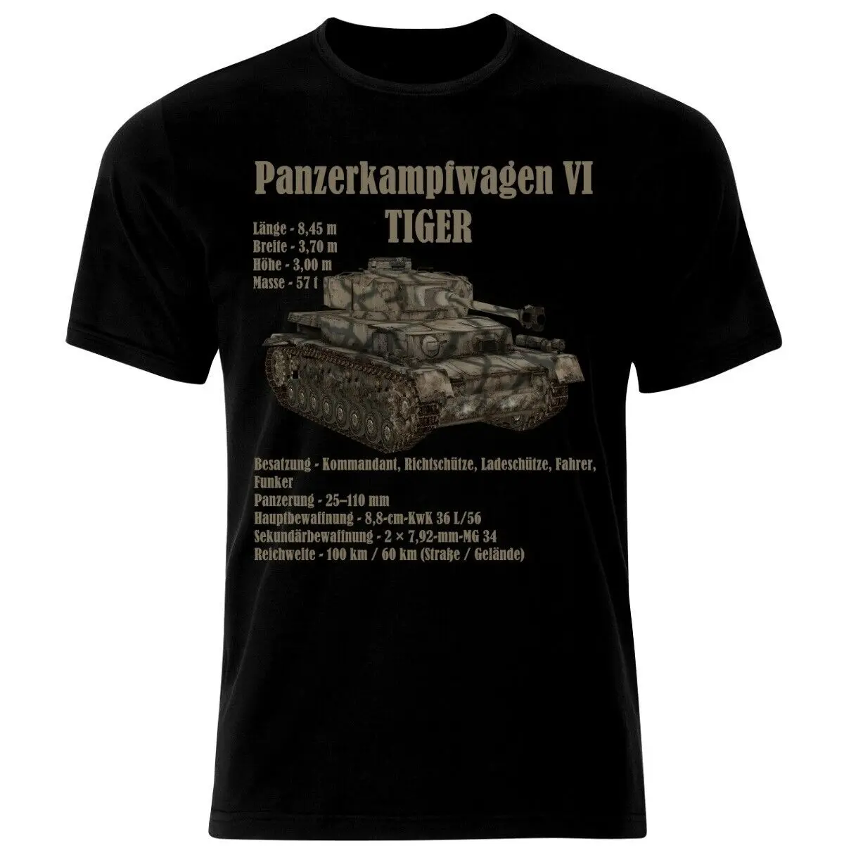 

WWII Panzer VI Tiger Tank T-Shirt. Summer Cotton Short Sleeve O-Neck Mens T Shirt New S-3XL